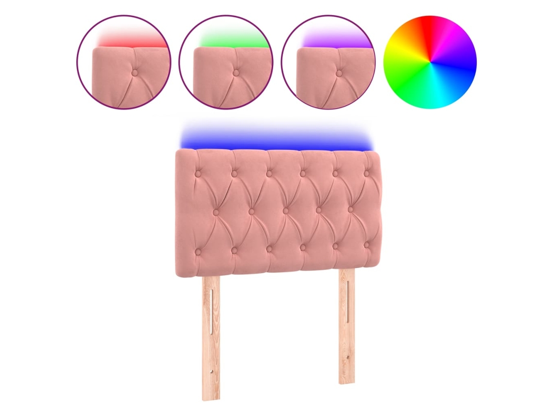 Cabeceira de Cama com Luzes Led Veludo Rosa MAISON EXCLUSIVE (80x7x78 cm)