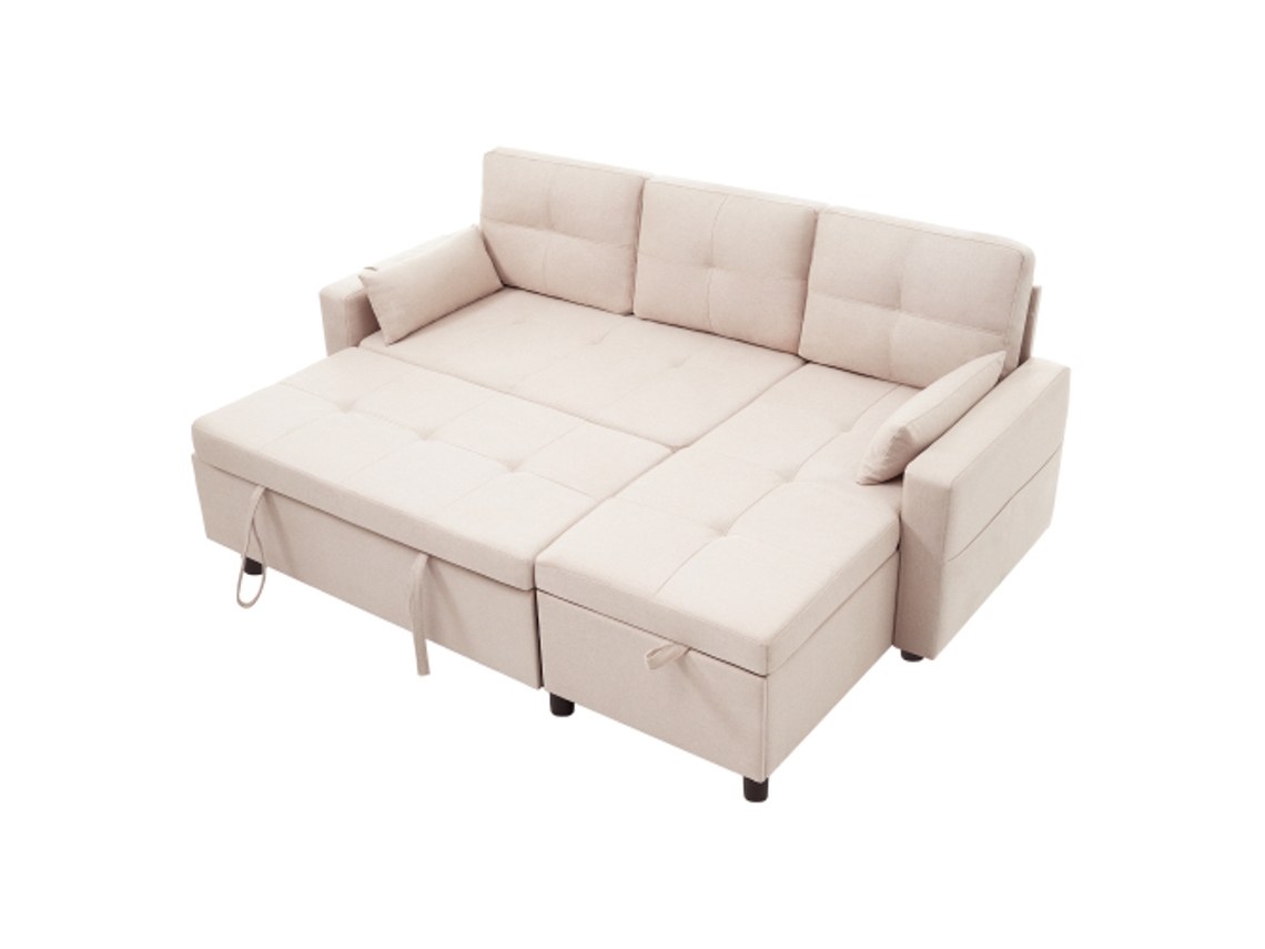 Sofá Moderno Em Formato De L, Sofá-cama Modular, Sofá-cama Retrátil Com Função De Cama, Equipado Com Espaço De Armazenamento, Porta-copos Retrátil