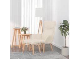 Vidaxl Cadeira De Descanso Com Banco Veludo Branco Nata
