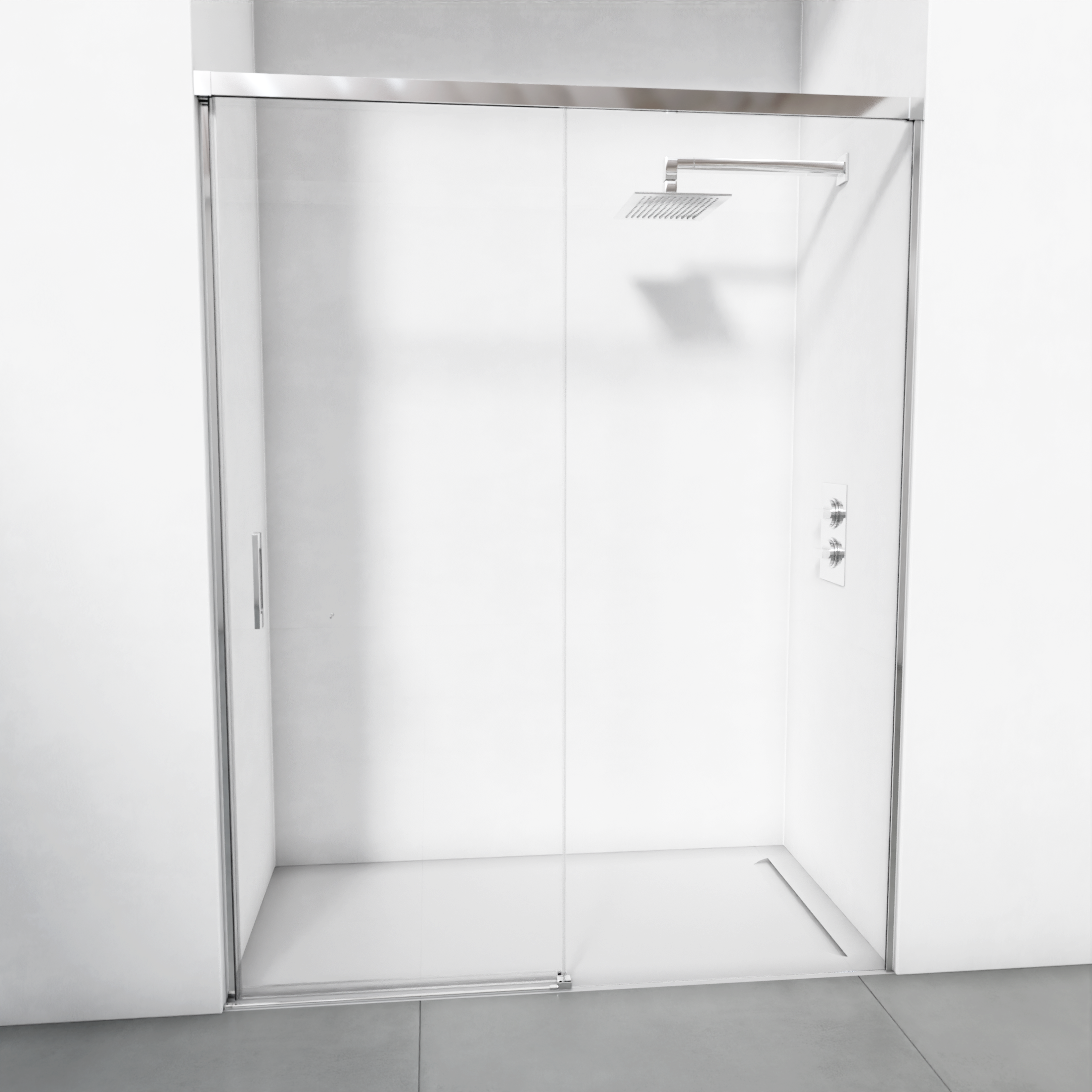 Box De Duche Reversível 1 Deslizante 1 Fixo Vidro Transparente 6 Mm Anticalcário Cromo Largura 111 115 X 195 Cm Bellobath