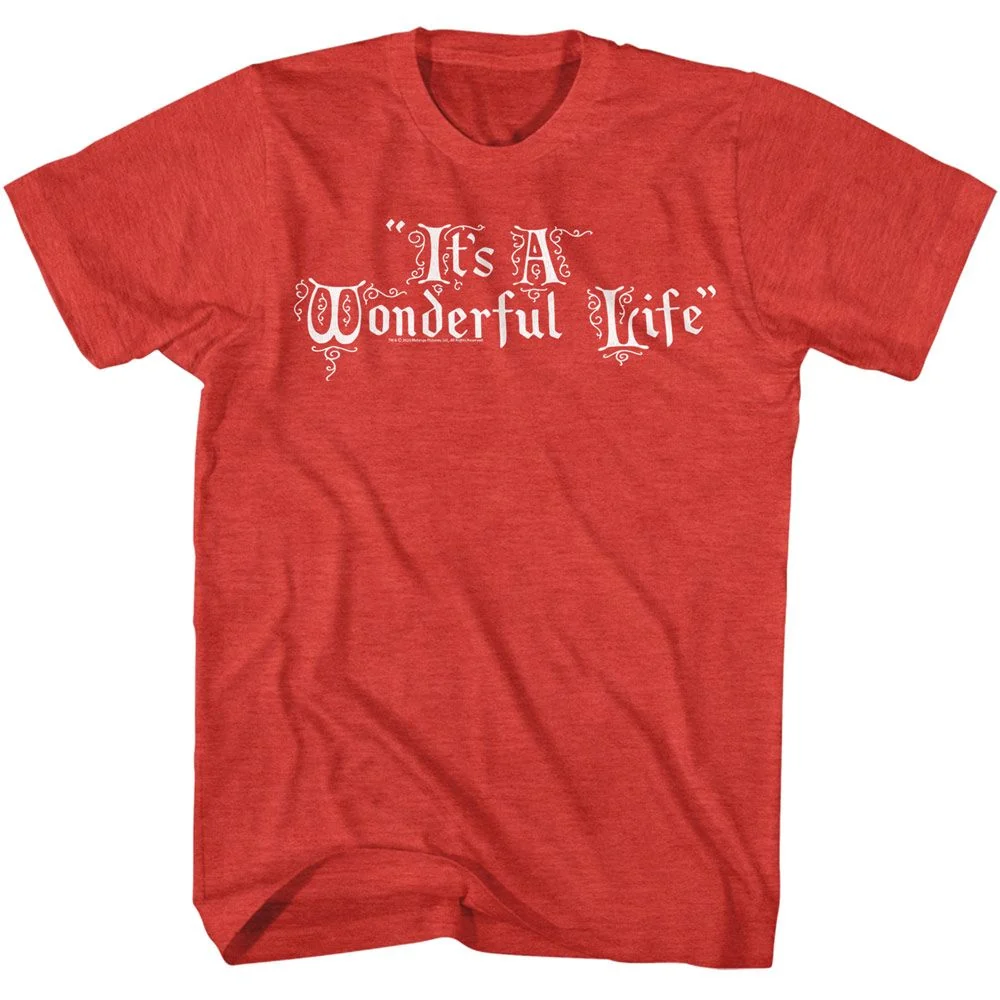 Rockinstone Its A Wonderful Life Movie Title Treatment Heather Red Adult T-shirt Size:s