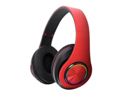 Fone Bluetooth Plegável RGB com Grave Profundo para Jogos Vermelho Brilhante