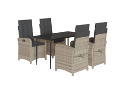 Maison Exclusive - 5 Pcs Conjunto De Jantar P/ Jardim C/ Almofadões Cinzento Claro