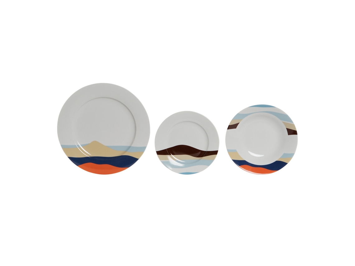 Conjunto de 18 Peças de Louça de Porcelana Teide Azul, 27x27x2cm ALEXANDRA HOUSE LIVING