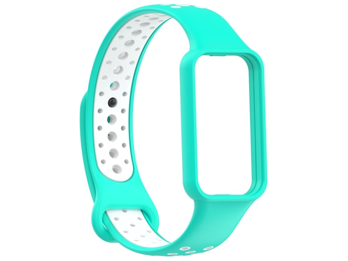 Pulseira De Relógio Lurelia Em Silicone Compatível Com Xiaomi Smart Band 8 Active/redmi Band 2, Macia E Durável Ciano E Branco