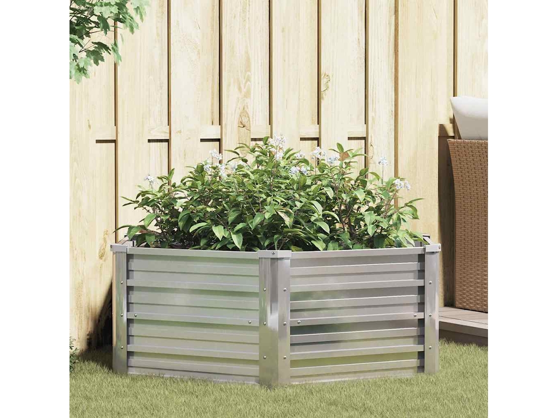 Vidaxl Canteiro Elevado De Jardim 129x45 Cm Aço Galvanizado Prateado