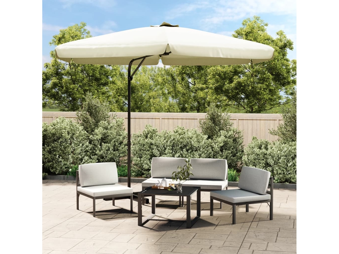 Vidaxl Guarda-sol De Exterior Com Poste De Aço 300 Cm Branco Areia