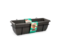 Floreira De Varanda Com Placa E Suporte Metálico Modelo Plft 60 X 28 X 19,5 Cm Cor Antracite Acan