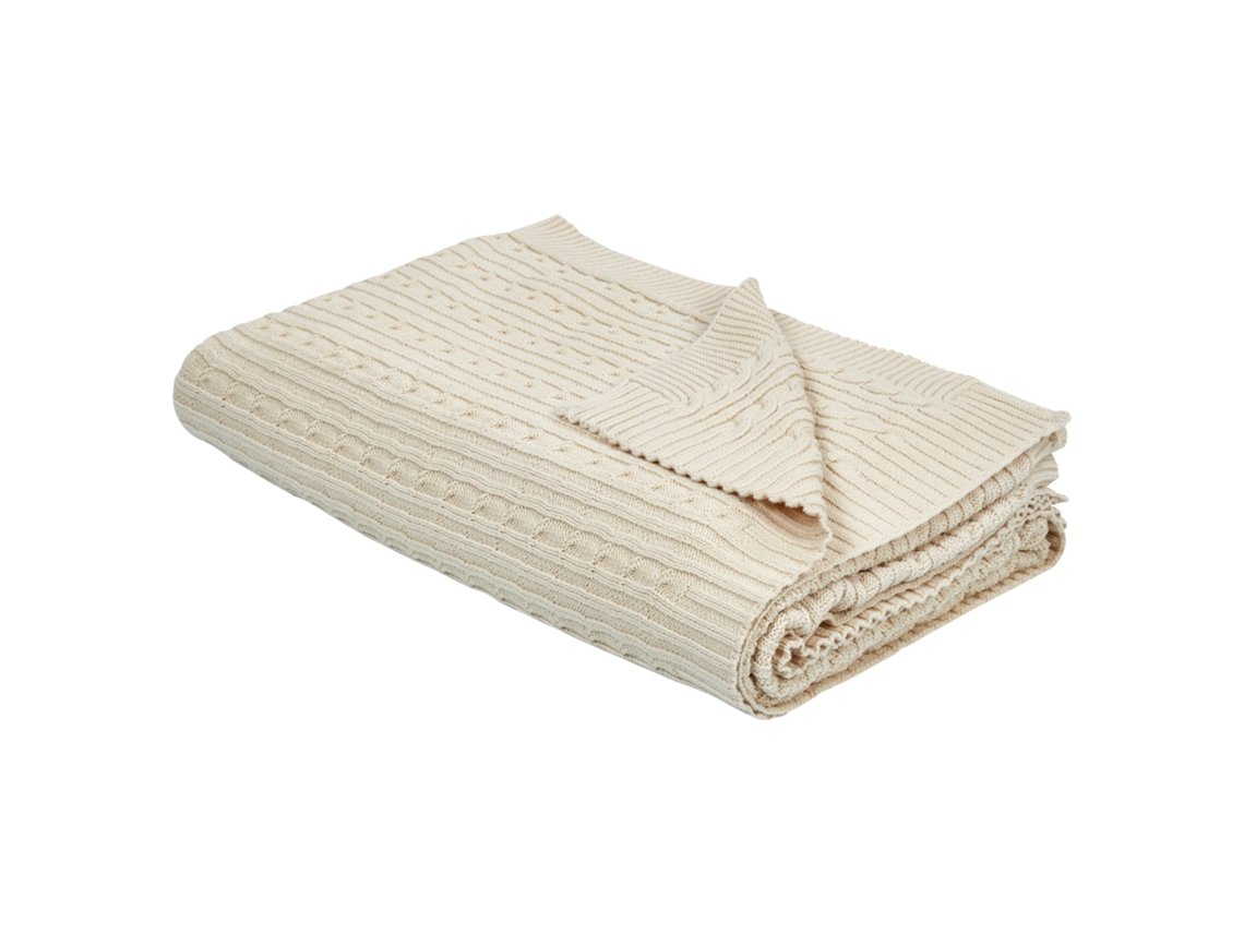 Manta Decorativa Beliani Anamur De Algodón Beige 110x180x1