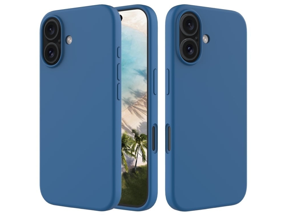 Capa De Silicone Para Iphone 16 - Cor Sólida, Proteção Fina E Antiaderente - Azul Cobalto