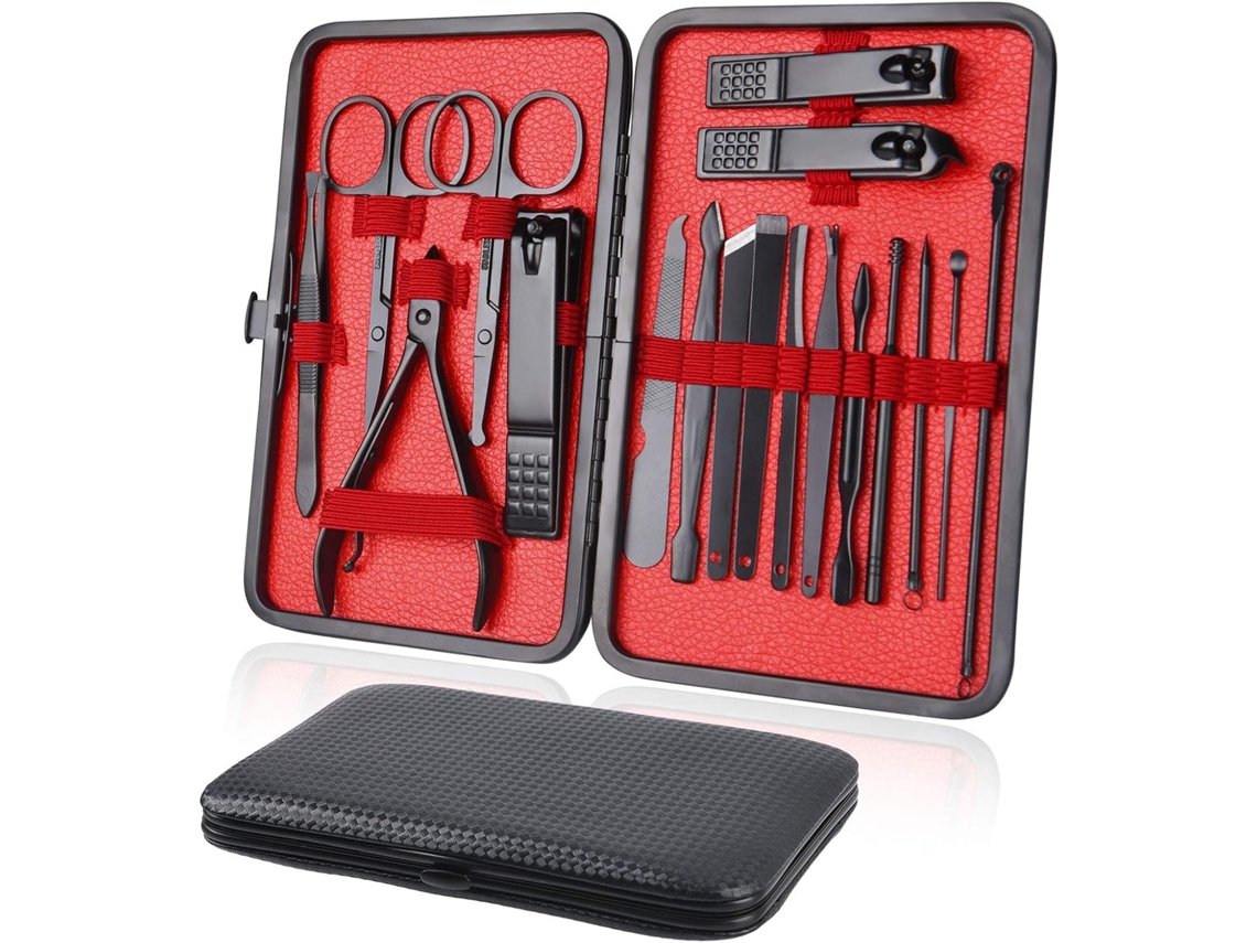 Lurelia Kit De Manicure E Pedicure 18 Peças, Em Aço Inoxidável, Portátil, Com Estojo, Para Cuidados Pessoais