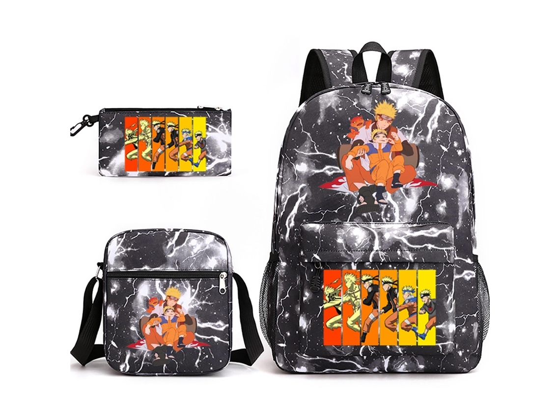 Naruto Mochila  Estudante Conjunto De Três Peças*