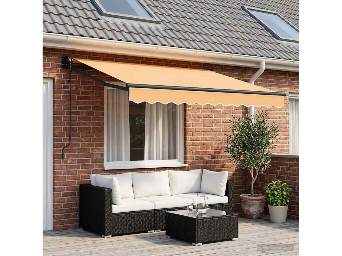 Vidaxl Toldo Retrátil Areia 3,5 X 2 M Poliéster E Metal
