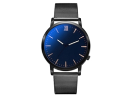 Relógio de pulso masculino casual e moderno com mostrador em liga metálica, movimento de quartzo, nas cores preto e azul.