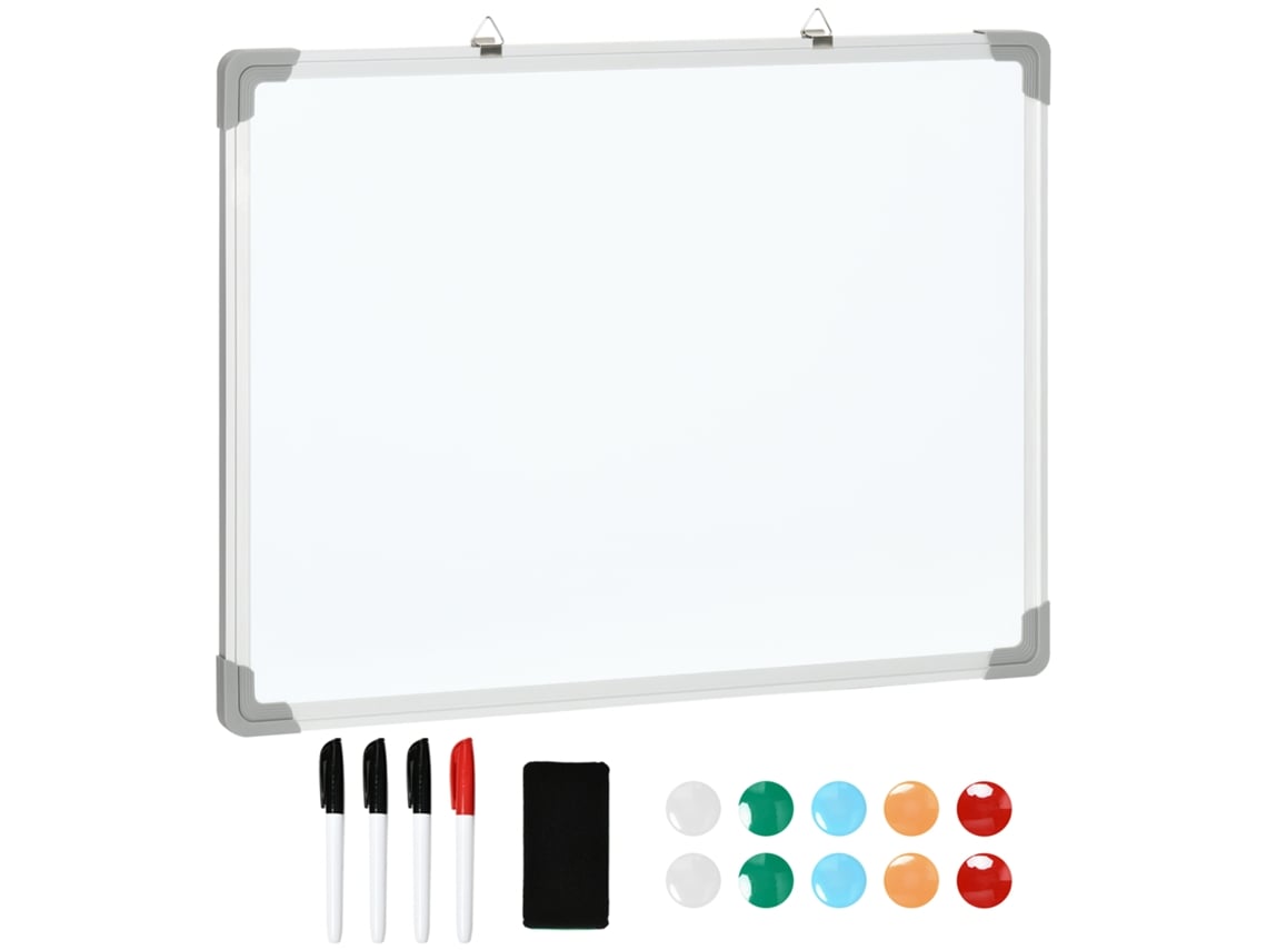 Quadro Magnético Placa Galvanizada, Liga de Alumínio e Pp Cor Branco 60x45x1.8 Cm Homcom