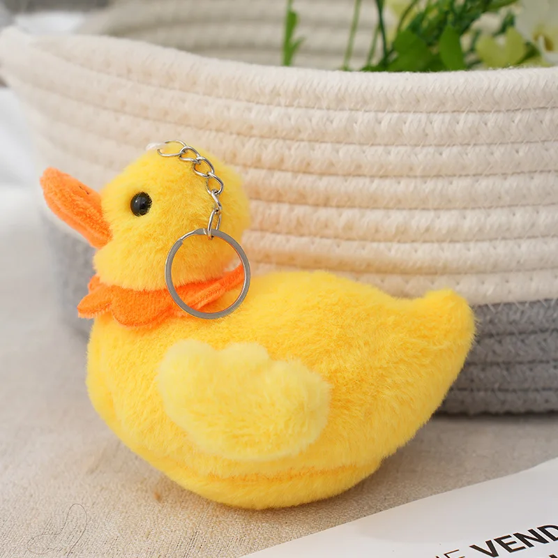 Chaveiro De Pelúcia De Patinho De Borracha (amarelo) Para Bolsa Transversal