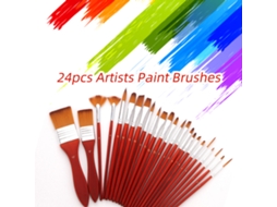 Conjunto de 24 pincéis de arte nylon para pintura com bolsa de lona | S/MARCA