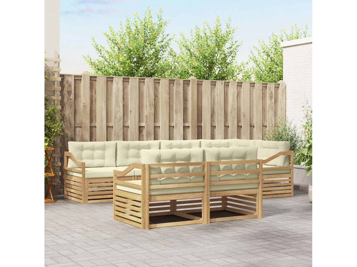 Vidaxl Conjunto De Sofás Para Exterior 7 Unid. Branco E Creme