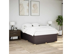 Estrutura De Cama Sem Colchão 140x200 Cm Tecido Castanho-escuro