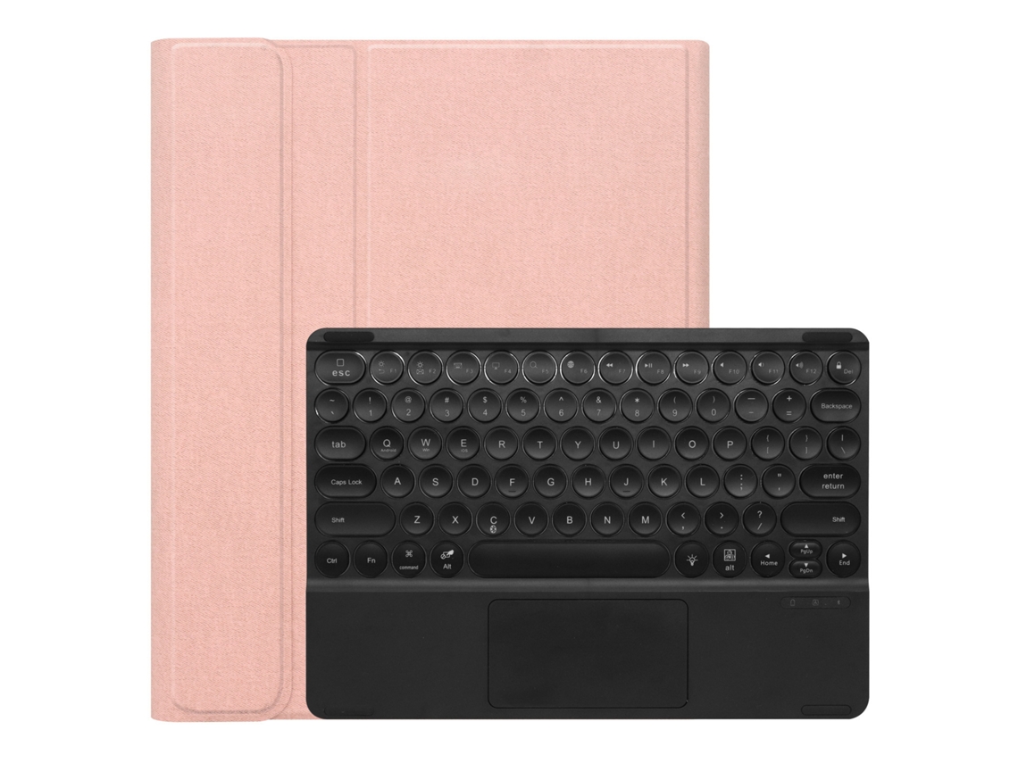 Capa de Teclado Bluetooth para Ipad Pro12.9 2018/2020 Tampa Redonda com Toque e Luz de Fundo Colorida ,português, Rosa XIAOMOYU