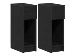 Conjunto de 2 Mesas de Cabeceira com Gaveta Carvalho Preto MAISON EXCLUSIVE (20x36x60 cm)