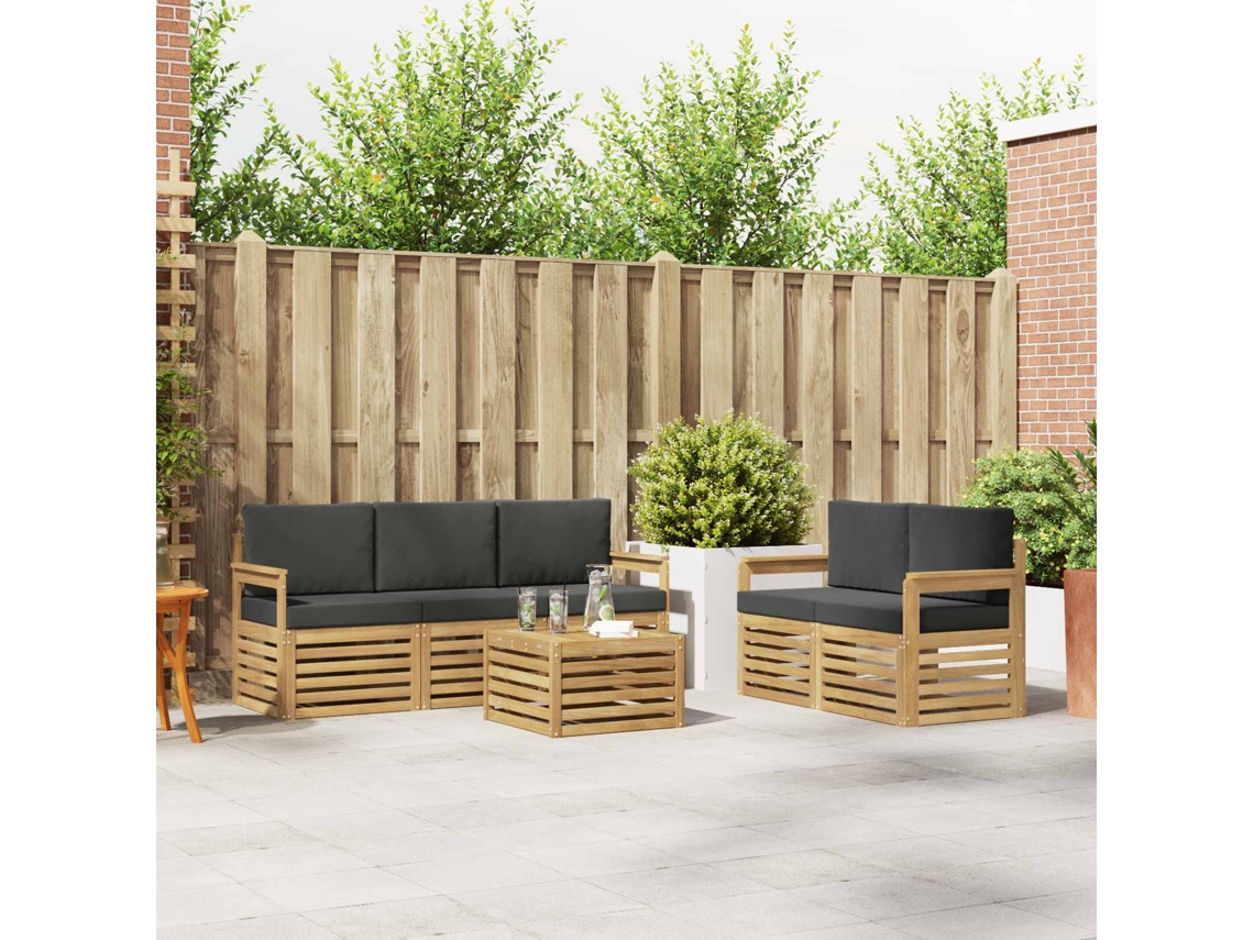 Vidaxl Conjunto De Sofás Para Exterior 6 Unid. Branco E Antracite