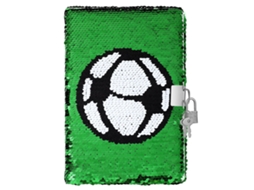 Caderno De Lantejoulas, Reversível, Com Estampa De Futebol, Cadeado E Chaves, Diário, Viagem, Agenda
