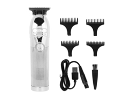 Aparador De Cabelo Elétrico Para Homens Carregamento Usb Kit Profissional De Cortar E Barbear Prata Com 4 Pentes Limitadores