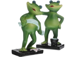 Conjunto 2 Miniaturas Sapos Resina Verde Decoração Adorável Escrivaninha Acessórios Banheiro Mesa GOKOCO
