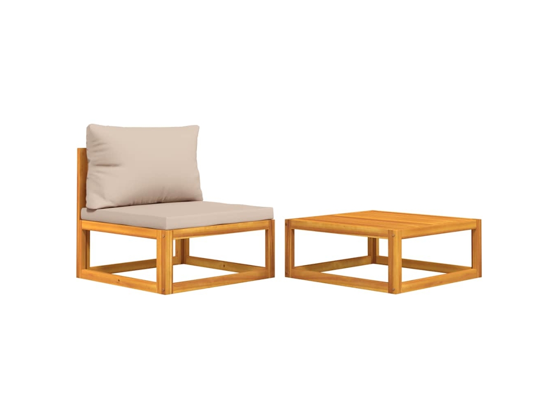 Maison Exclusive - 2 Pcs Conjunto De Sofás De Jardim C/ Almofadões Acácia Maciça
