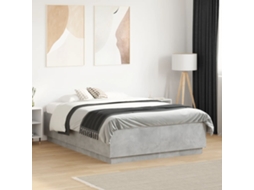 Estrutura De Cama 140x190 Cm Derivados De Madeira Cinza Cimento