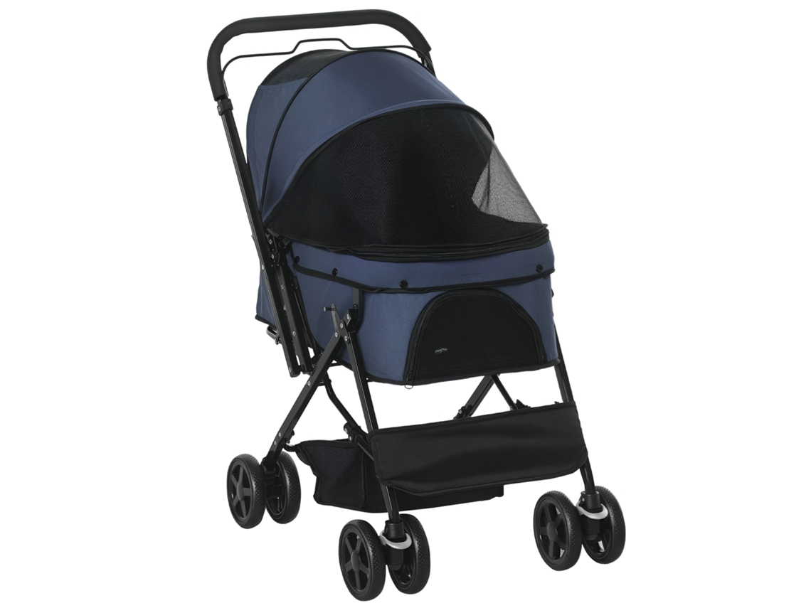 Carrinho Carrinho de Dobrável, 1 Cesta, 2 Freios, Incluindo Guia de Segurança, Azul