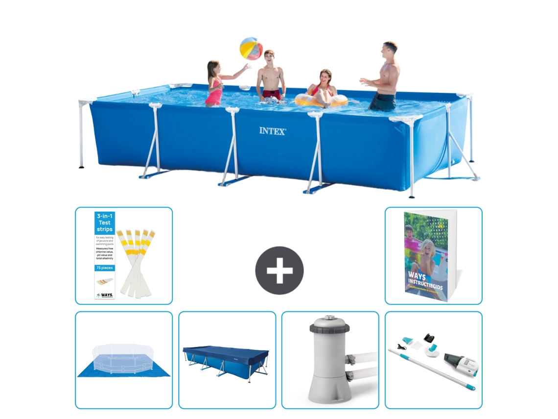 Piscina com Estrutura Retangular 450x220x84 Cm 5 peças S94 INTEX
