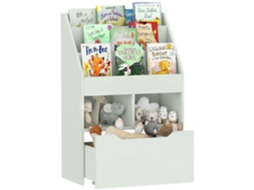 Estante infantil com prateleiras e gaveta em MDF 60x29,9x90cm verde BTFORUS