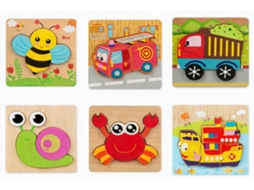 Conjunto de Quebra cabeças Madeira Pacote com 6 Brinquedos Montessori em Habilidade Motora Fina Jogo Presente Educacional Pré HENTEN HOME