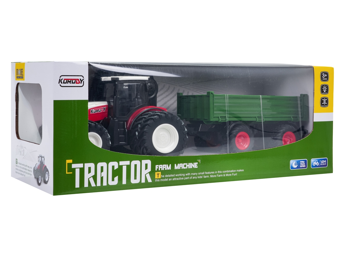 Trator Vermelho R/c Com Semirreboque Verde B.active