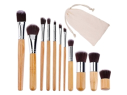 Conjunto De Pincéis De Maquiagem De Bambu Natural, Pincéis Macios Para Pós, Cremes E Cosméticos. Everley891