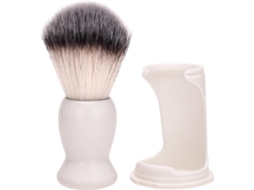Escova de barba masculina, suporte de plástico branco para escova de barba com cerdas duráveis.
