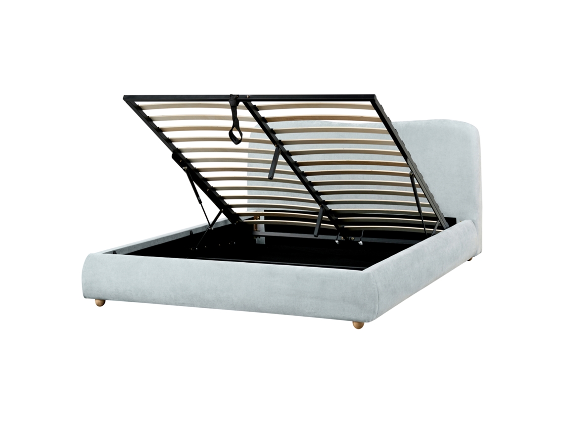 Cama de Casal BELIANI Blagnac de Chenille Azul Claro 160x200