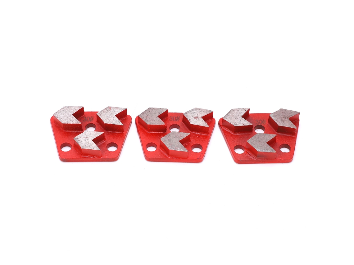 3 Peças De Sapatos De Esmerilado Diamante Trapezoidal Para Concreto Corte Agresivo 3 Dentes Flecha Vermelha 30