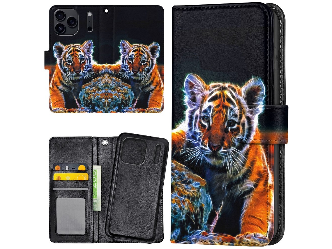 Capa Carteira Para Iphone 17 Pro Com Estampa De Filhote De Tigre