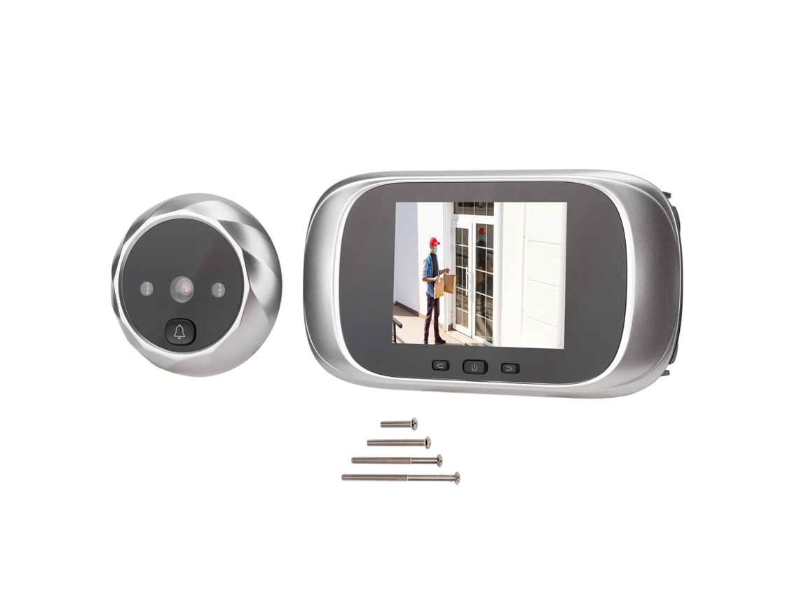 Visor De Porta Digital Com Tela Hd De 2,8 Polegadas Ângulo Largo De 90 Graus 12 Idiomas Prata