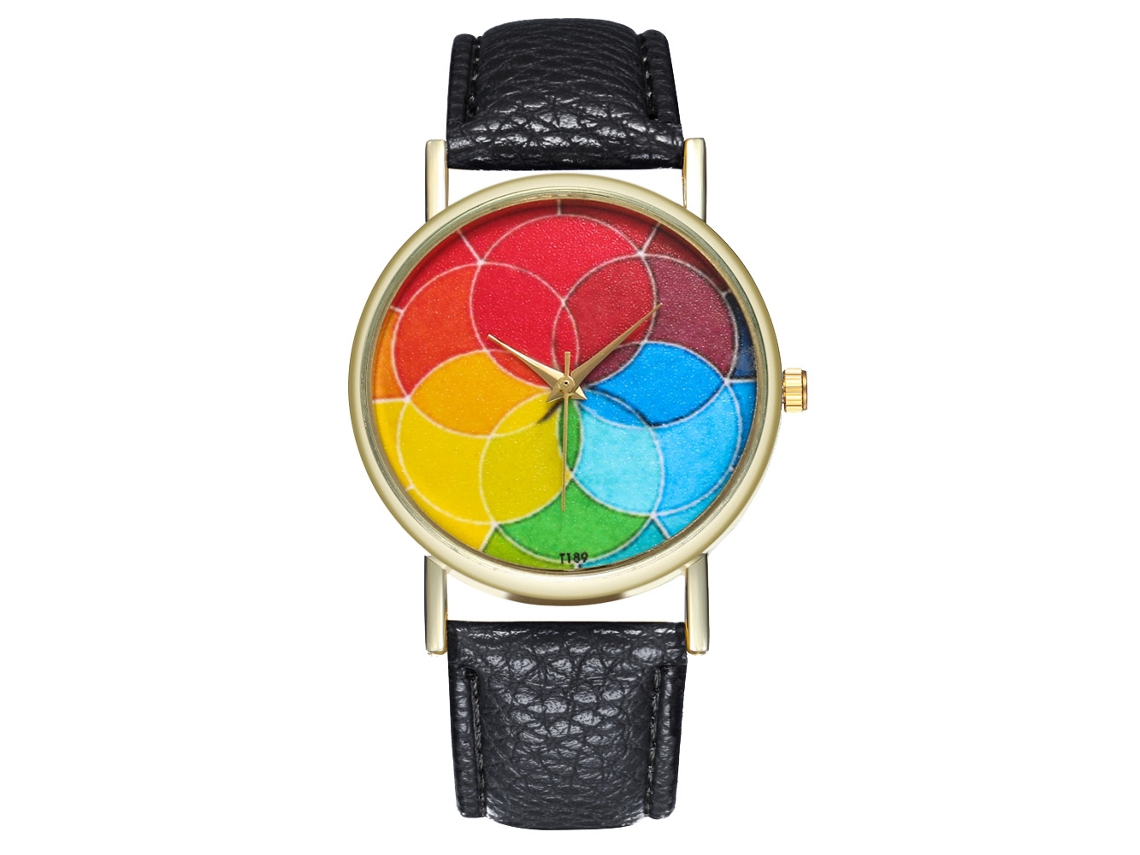 Reloj Casual De Moda Unisex De Cuarzo Con Correa De Cuero Negro