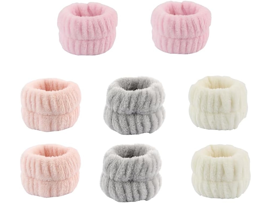 Conjunto de 4 pares de toalhas de microfibra, pulseiras absorventes para spa, conjunto de toalhas para lavar ou secar, pulseiras