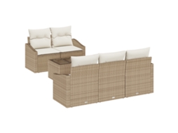 Conjunto 6 Sofá De Jardim Vidaxl Bege Vime Pe (55 X 55 X 37 Cm)