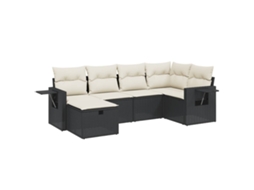 Conjunto de sofá de jardim 6 peças com almofadões Vime Pe Preto MAISON EXCLUSIVE (6 peças)