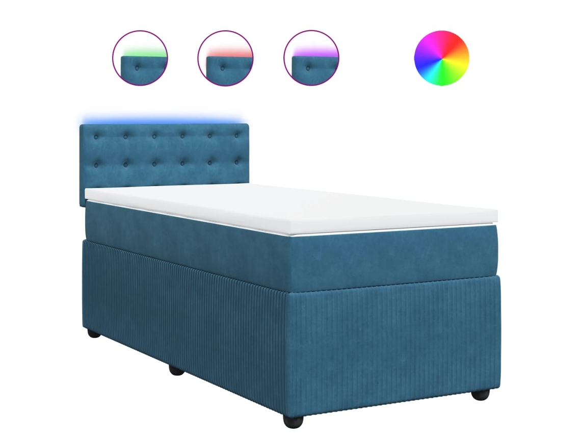 Box Spring Bed, Box Spring Beds Vidaxl Azul Veludo (100 X 200 Cm)