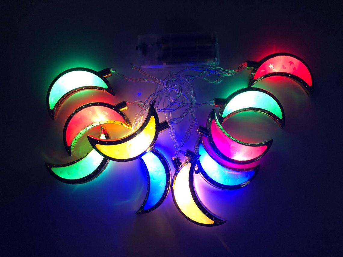 2026 luces de Cadena Decorativas Led Eid Mubarak Luces de Luna para Ramadán Colgantes Duraderas Decoración de Fiesta Musulmana