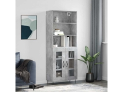 Vidaxl Armário Alto 69,5x34x180 Cm Derivados De Madeira Cinza Cimento
