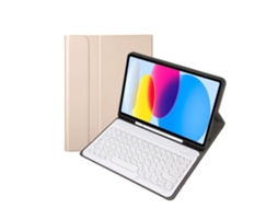 Capa Com Teclado Para Tablet Lurelia, Compatível Com Samsung Galaxy Tab A8 10.5 X205/x200 Dourada, Teclado Bluetooth, Fixação Magnética